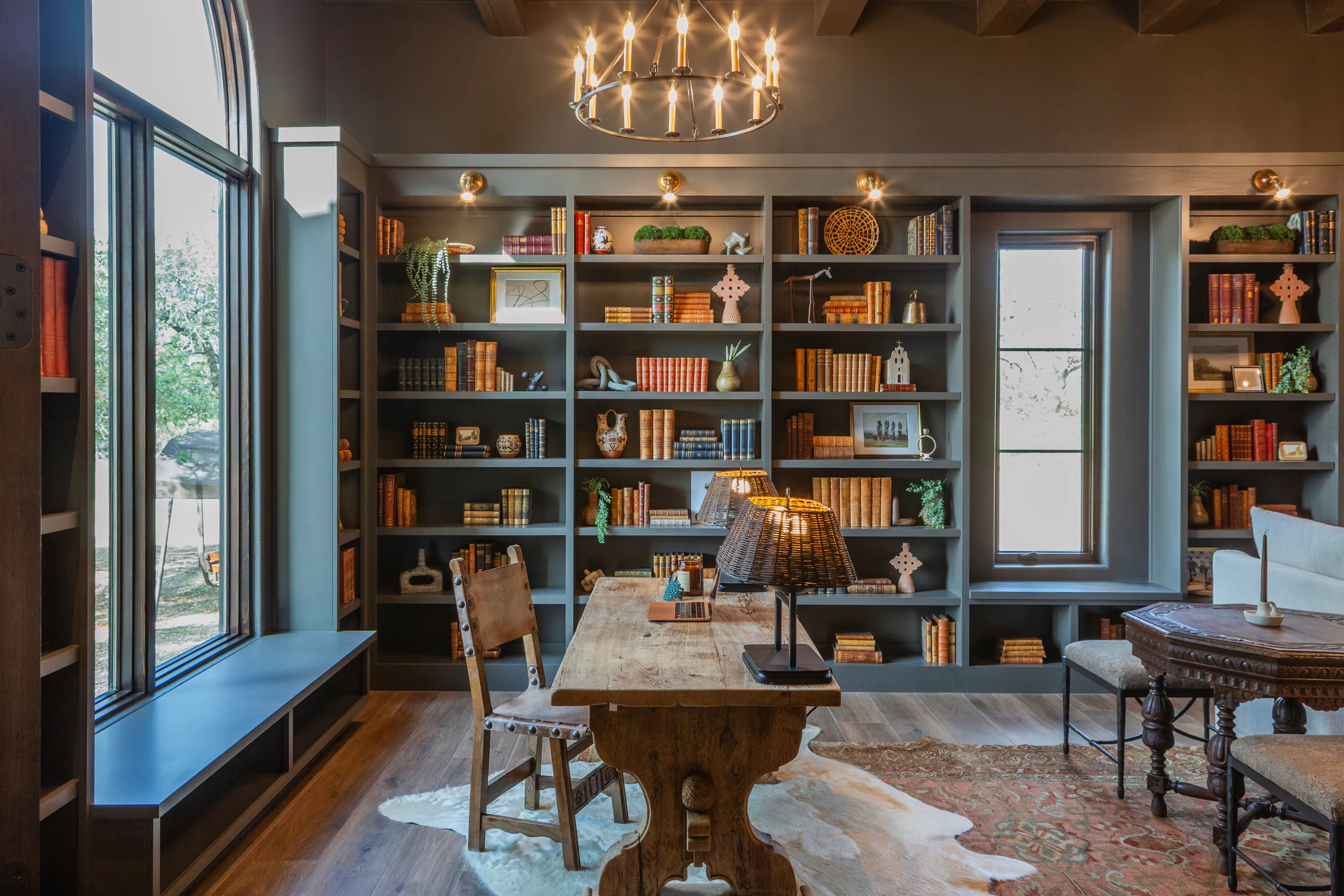 Built-in library and study with custom millwork