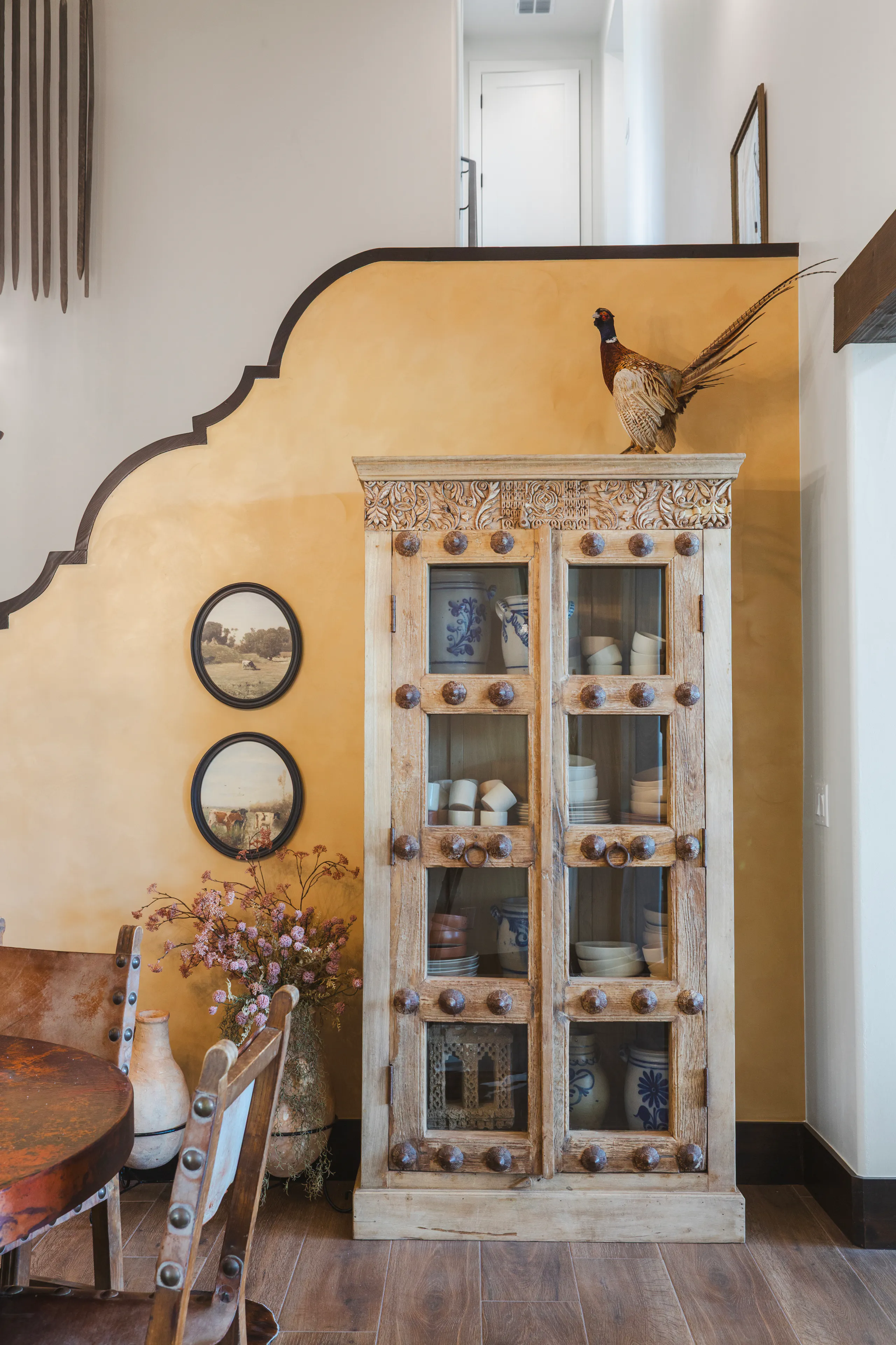 Integrated wine display and bar cabinetry
