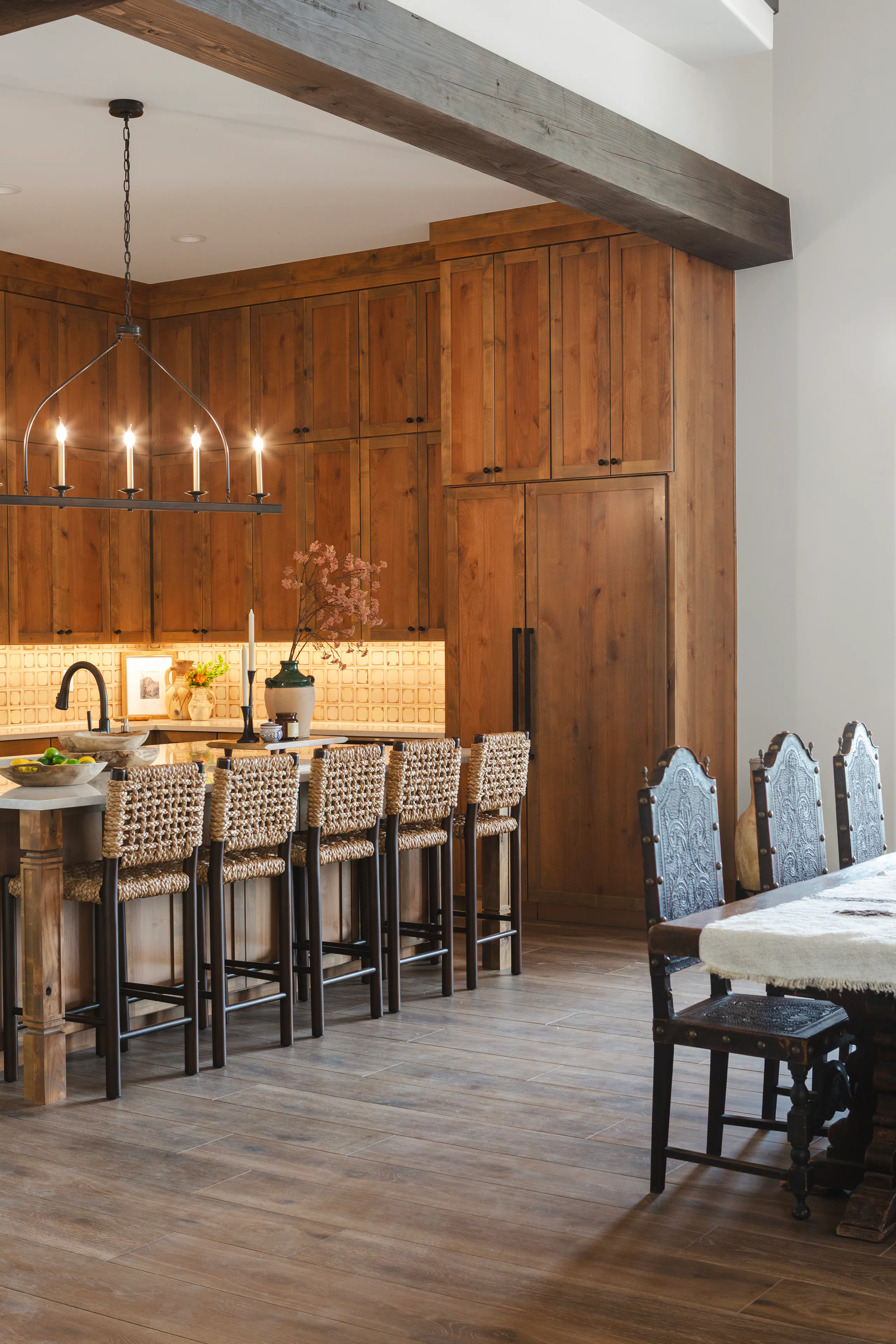 Formal dining room with bespoke chandelier