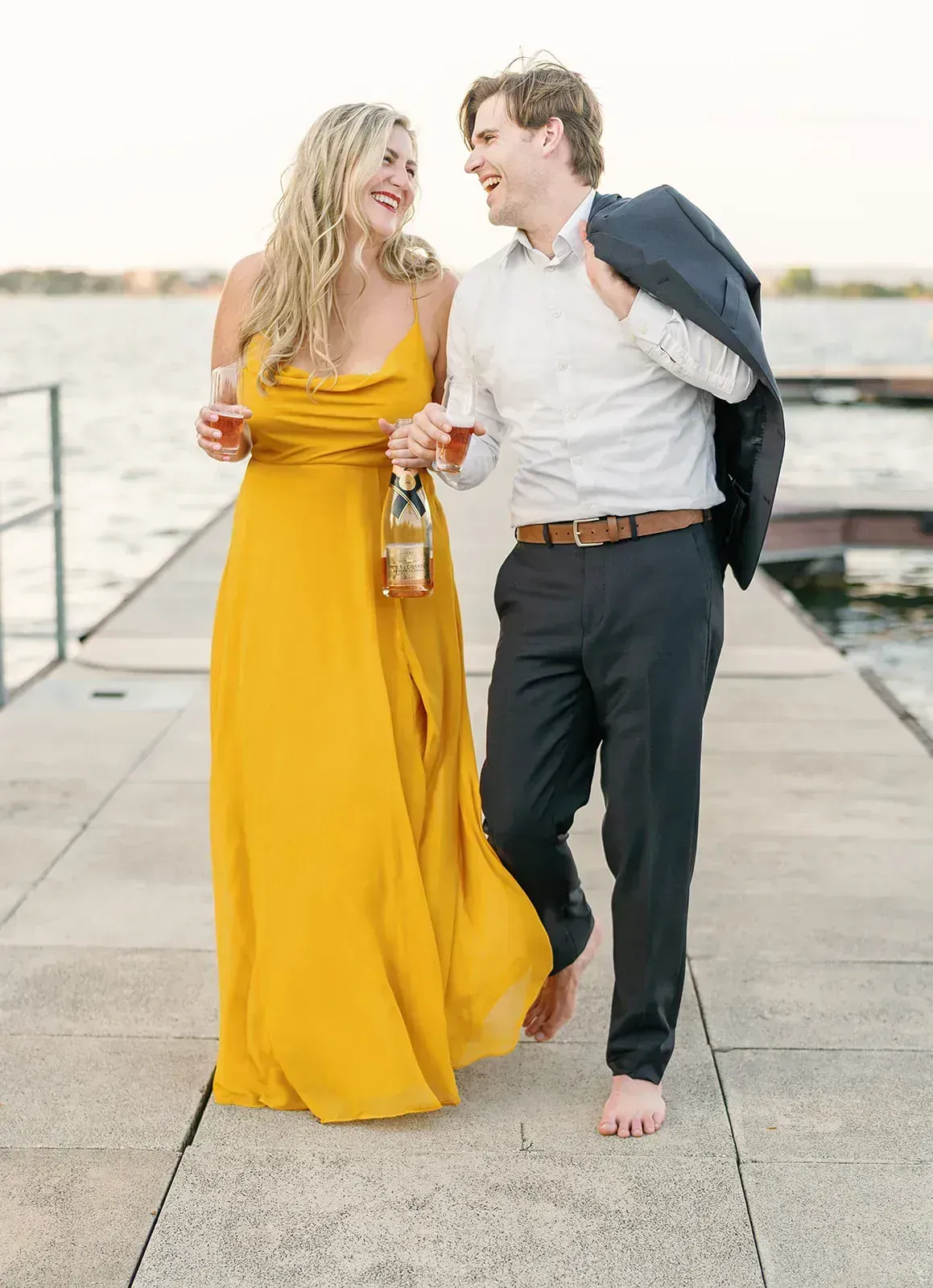 Elegant engagement portrait with soft focus background near Horseshoe Bay