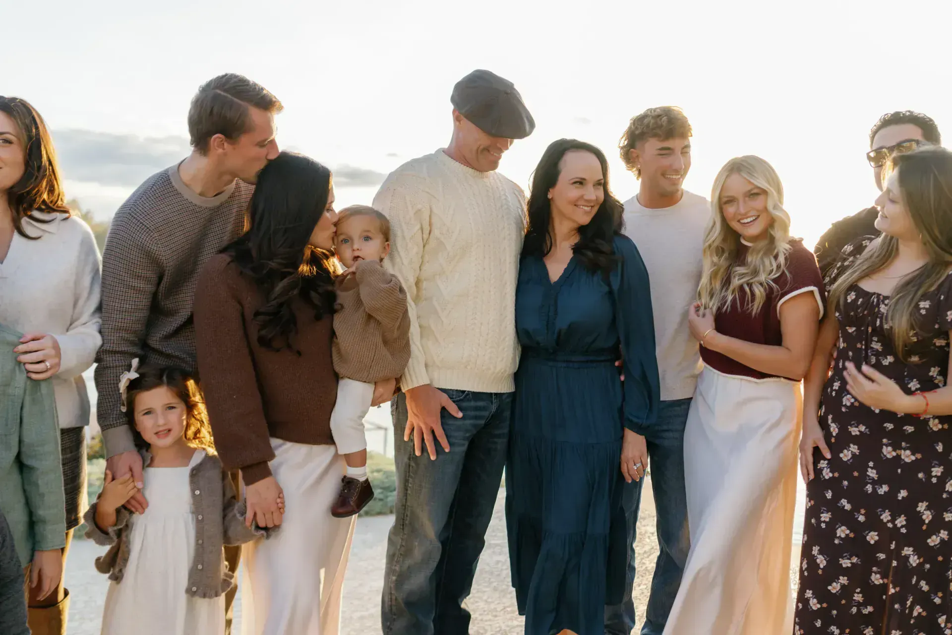 Family of four in coordinated outfits at Texas Hill Country portrait location