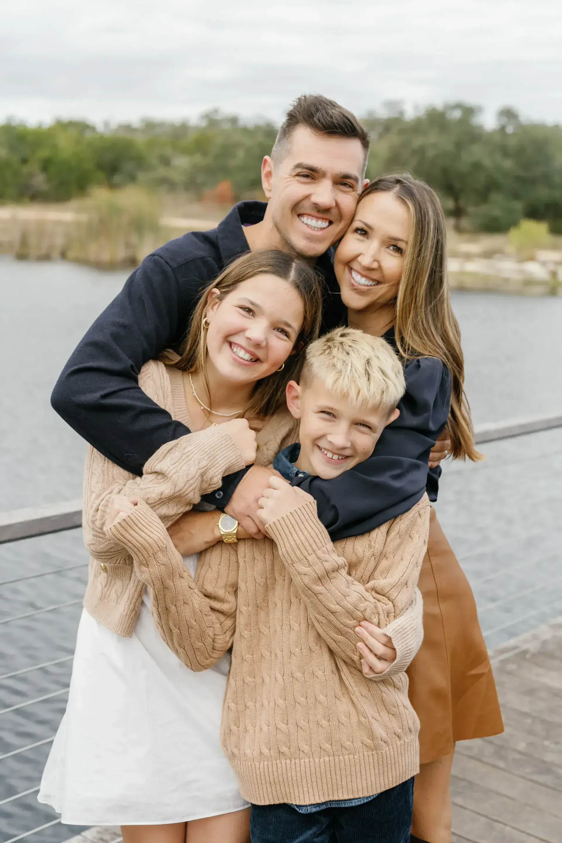 Close-up family portrait with natural expressions by Horseshoe Bay photographer