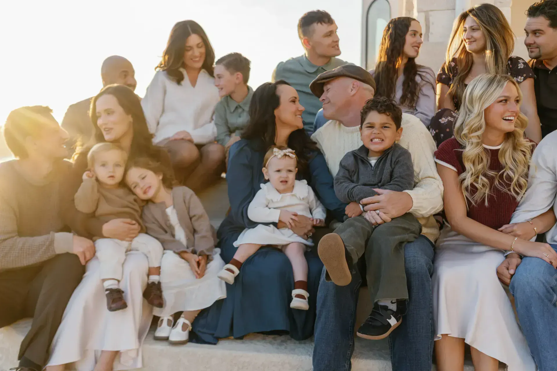 Joyful family interaction during lifestyle session in Texas Hill Country