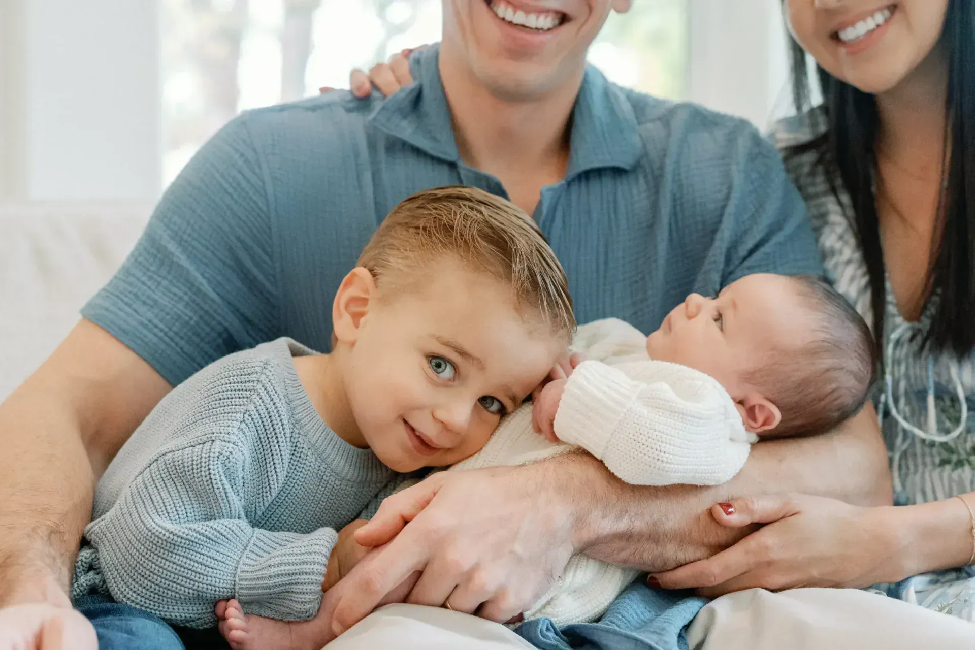 Intimate family portrait with soft natural light in Horseshoe Bay, Texas