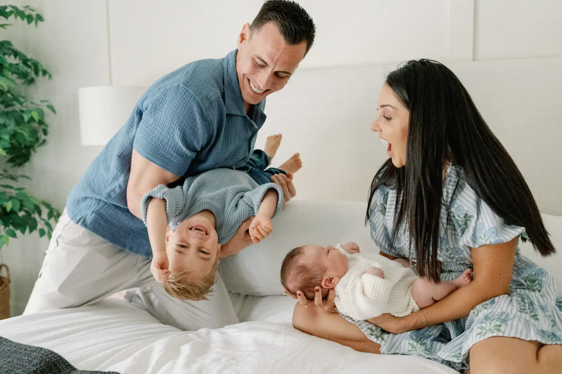 Children playing during relaxed family portrait session in Texas Hill Country
