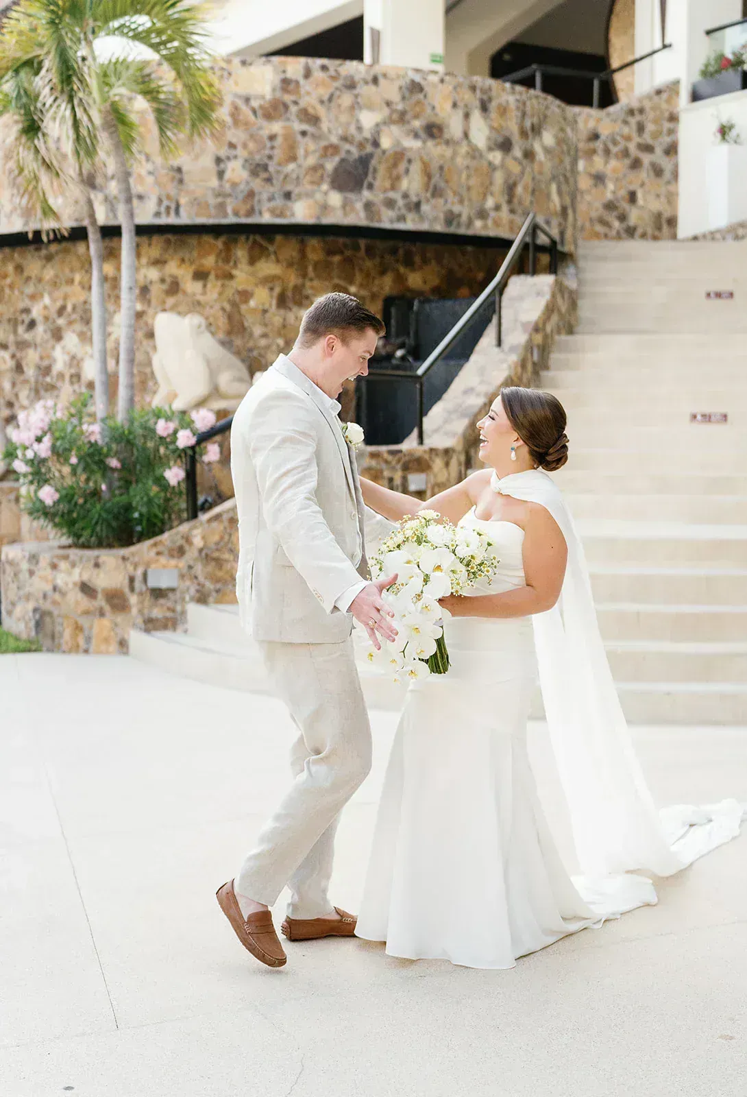 Bride and groom first look in the Texas Hill Country