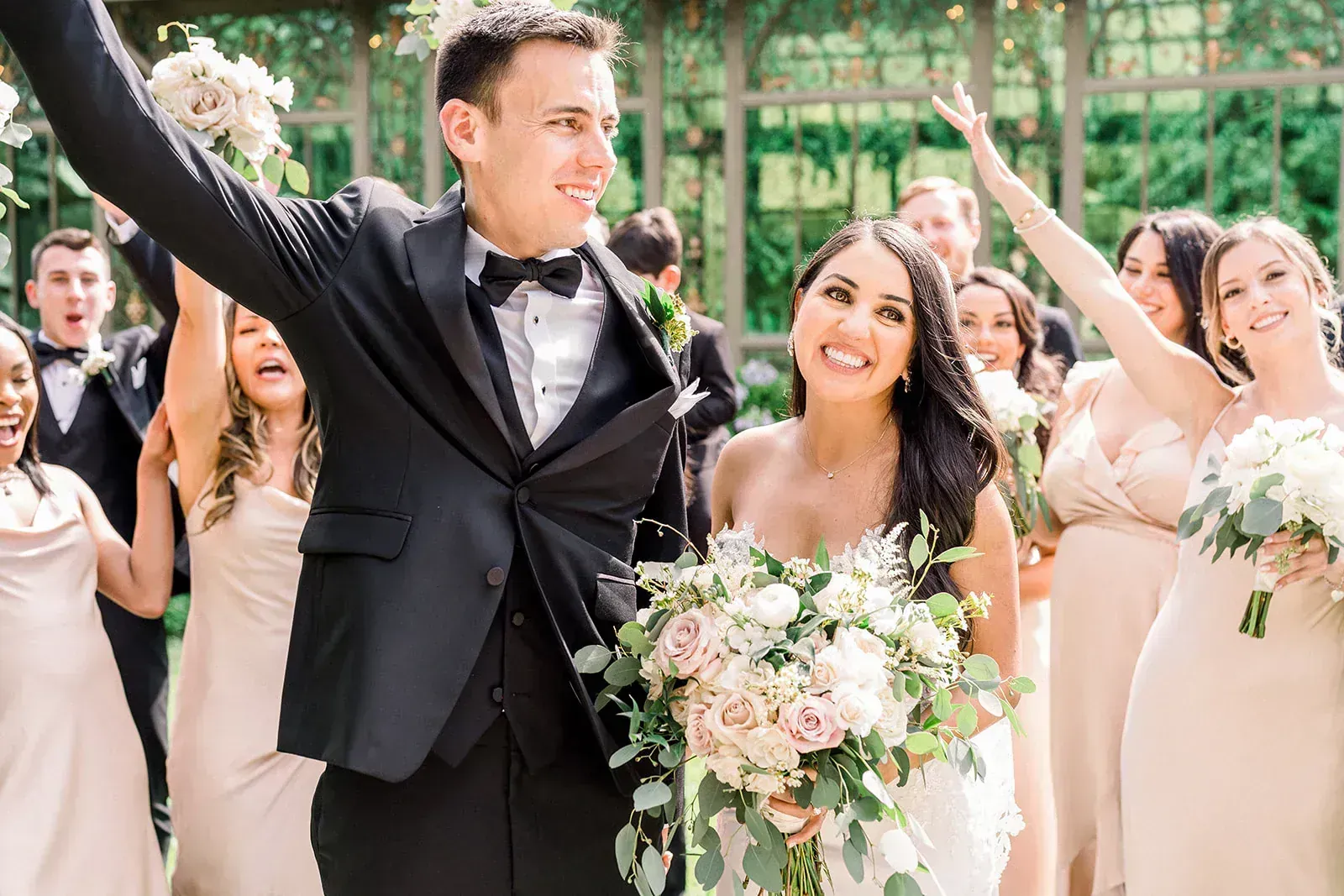 Wedding party portrait in the Texas Hill Country countryside