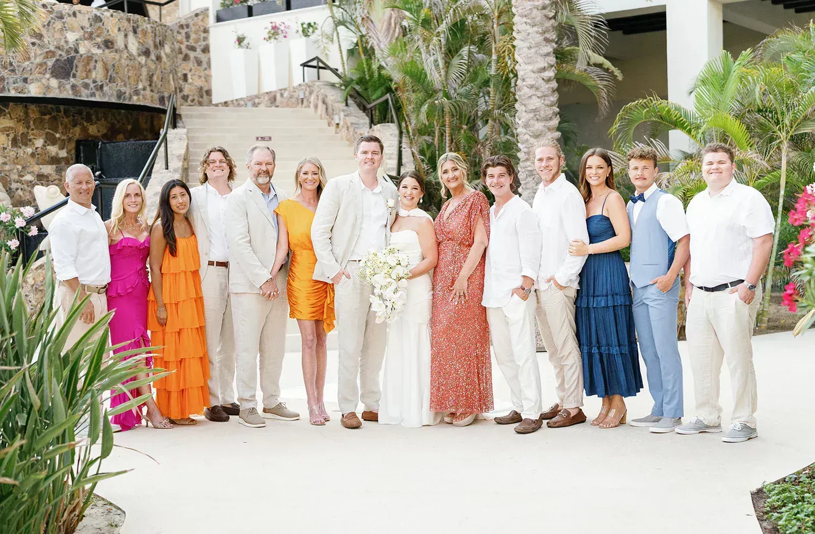 Family group portrait at destination Hill Country wedding