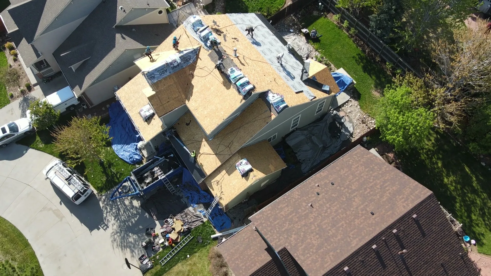 Roof replacement in progress