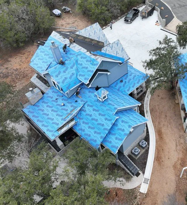 Barndominium aerial view